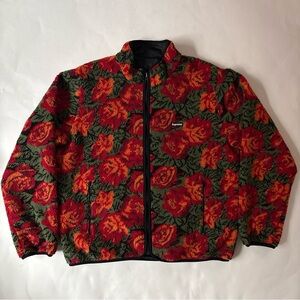 Supreme 2016 Roses Sherpa Fleece Reversible Floral Jacket Men’s Large Full Zip